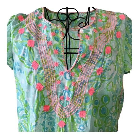 Lilly Pulitzer Cotton Embroidered Under the Sea Short Sleeve Blouse - Picture 4 of 11